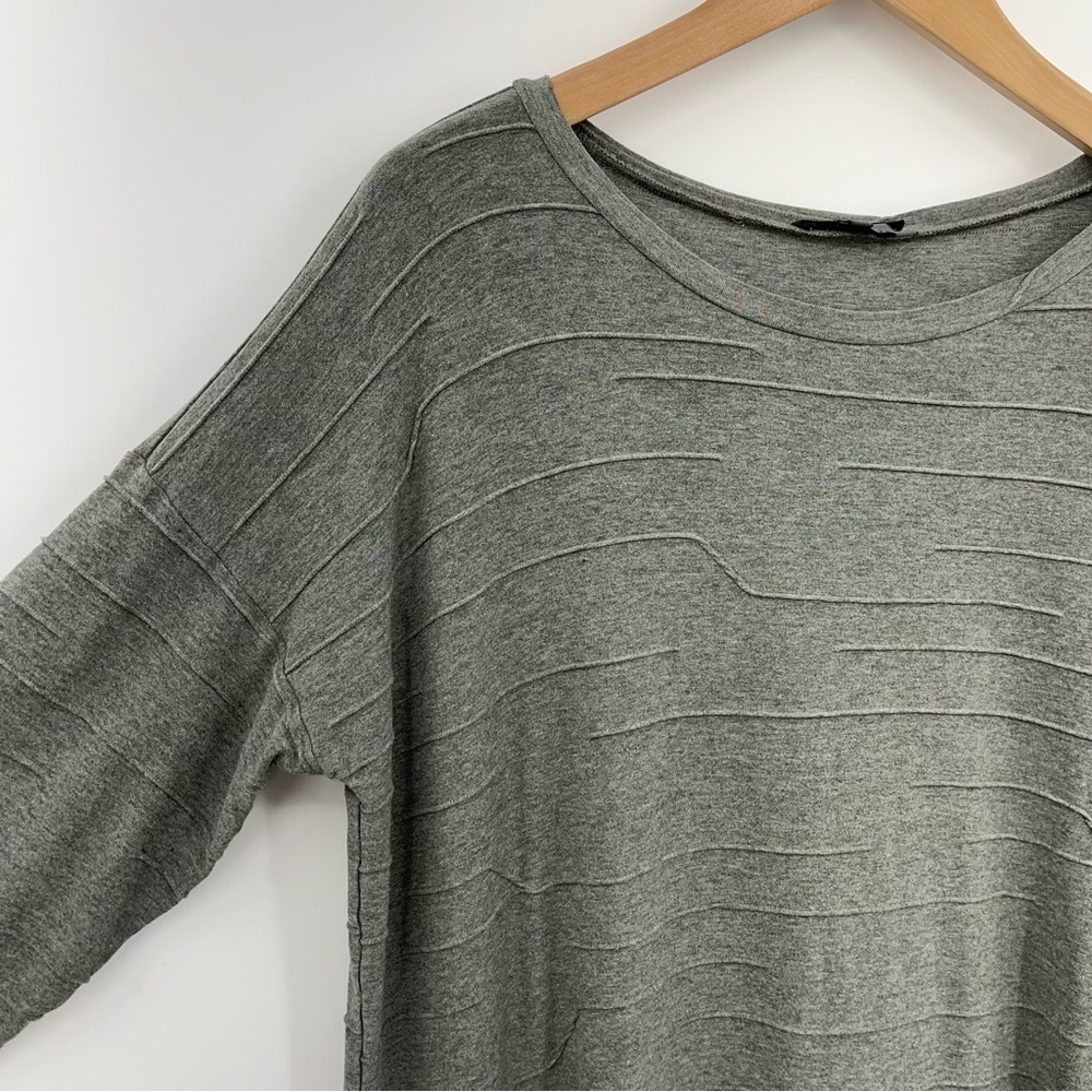 OSKA 2 (US 8/10/12) midi asymmetrical dress long sleeve Sage green textured wave - Picture 2 of 11